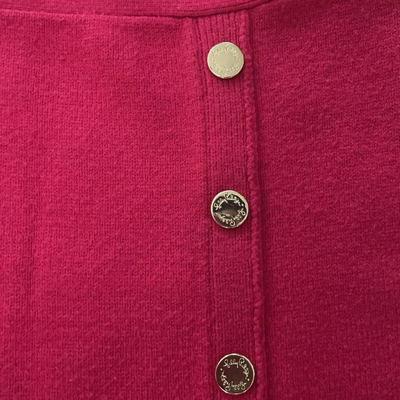 Lilly Pulitzer Lizona Red Sweater Mini Skirt XL Gold Button Detail - Picture 5 of 7